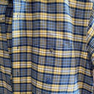 Men’s Twenty X Blue Yellow Plaid Shirt Size Medium EUC